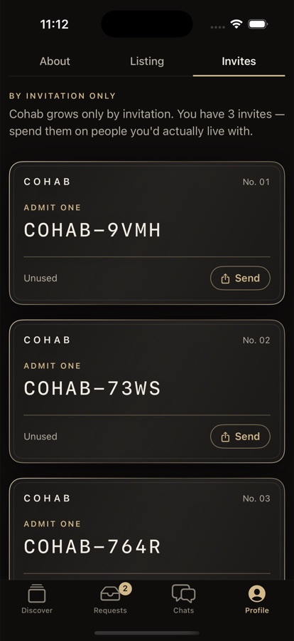 Three invitation codes